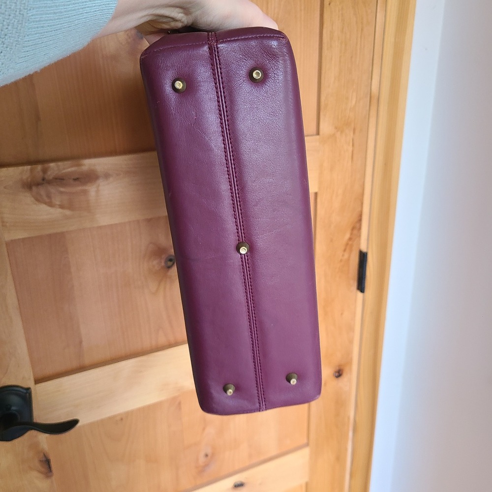 Krug Plum Burgundy Leather Minimalist Purse Bag Large Purple Quiet Luxury Tote - Picture 4 of 9
